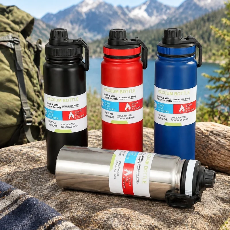Insulated Stainless Steel Thermal Bottle 600-1000ML Vacuum Flask for Car and Outdoor Use, Maintains Beverage Temperature