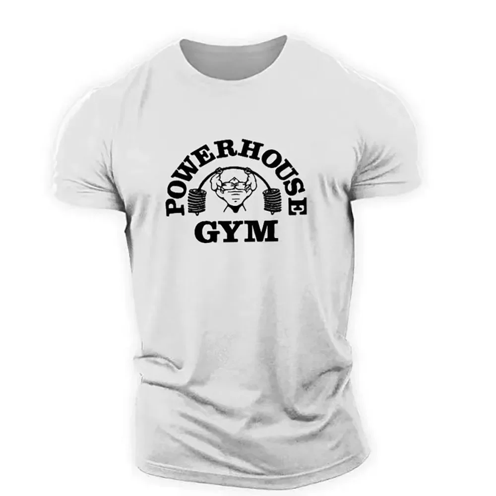 LP English Letter Elements Men's T-shirts Short Sleeve Loose Casual Sports Tops Gym Powerhouse Workout Man Tees