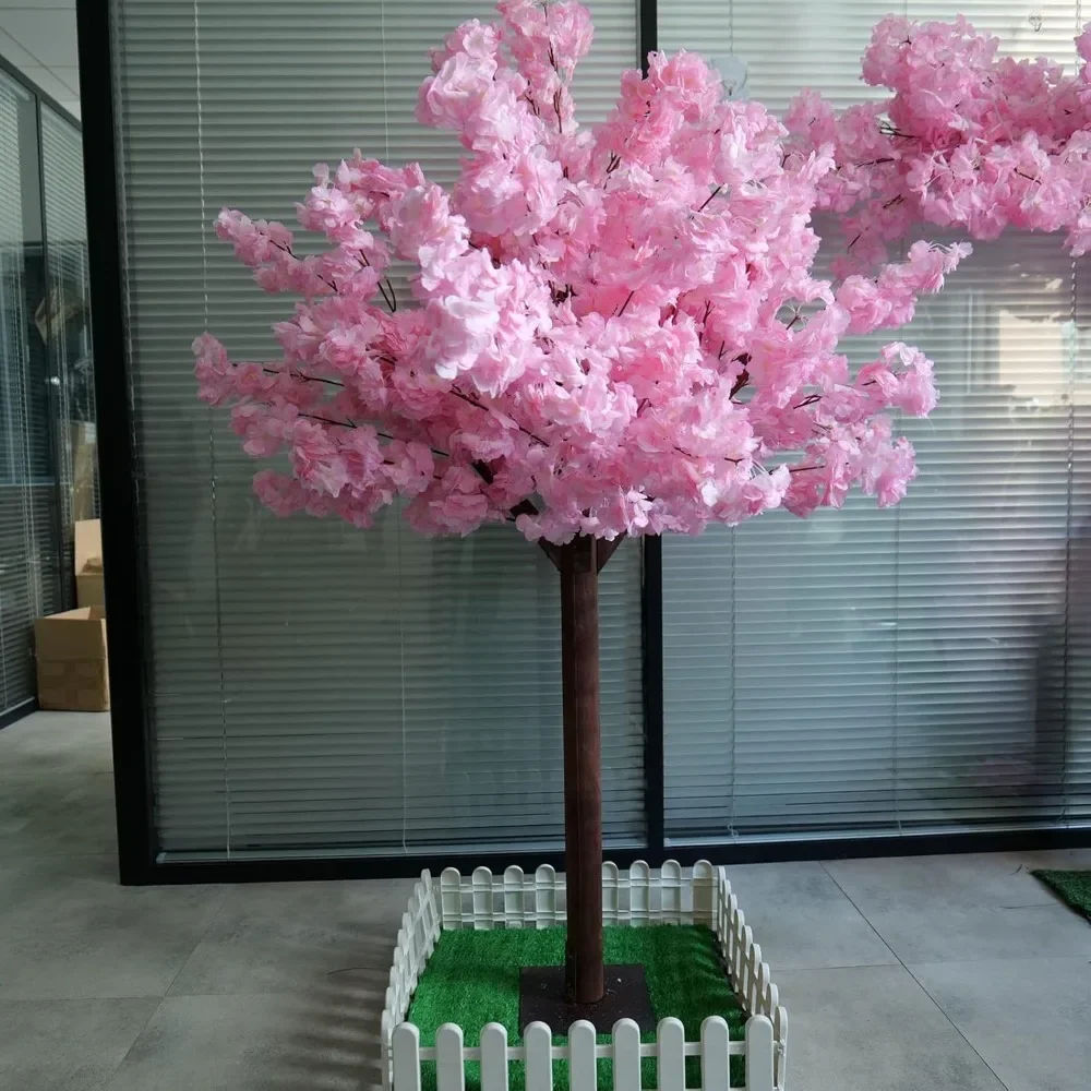 Artificial Cherry Weeping Cherry Blossom Tree Handmade Light Pink Tree Indoor Outdoor Home Office Party Wedding (5FT Tall/1.5M)