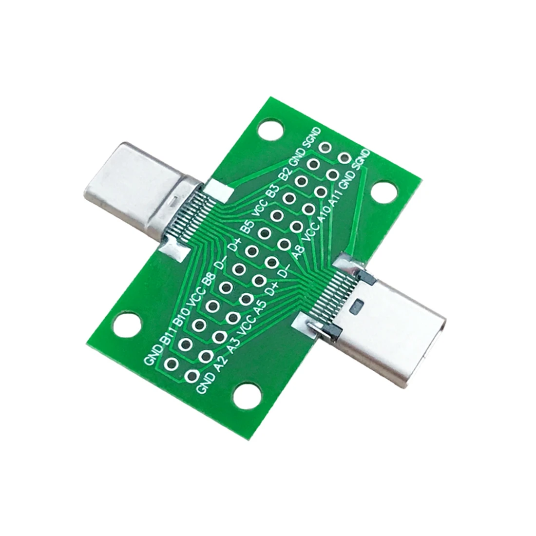ABQR Male To Female Type C Test PCB Board Universal Board with USB 3.1 Port 20.6X36.2MM Test Board with Pins