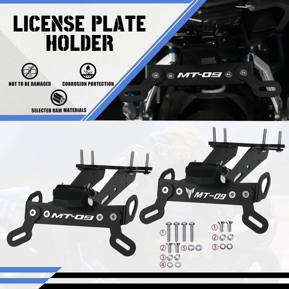 

2023 2024 For Yamaha MT09 MT-09 SP 2021 2022 LED light Rear Fender Registration Bracket License Plate Holder Frame Tail Tidy
