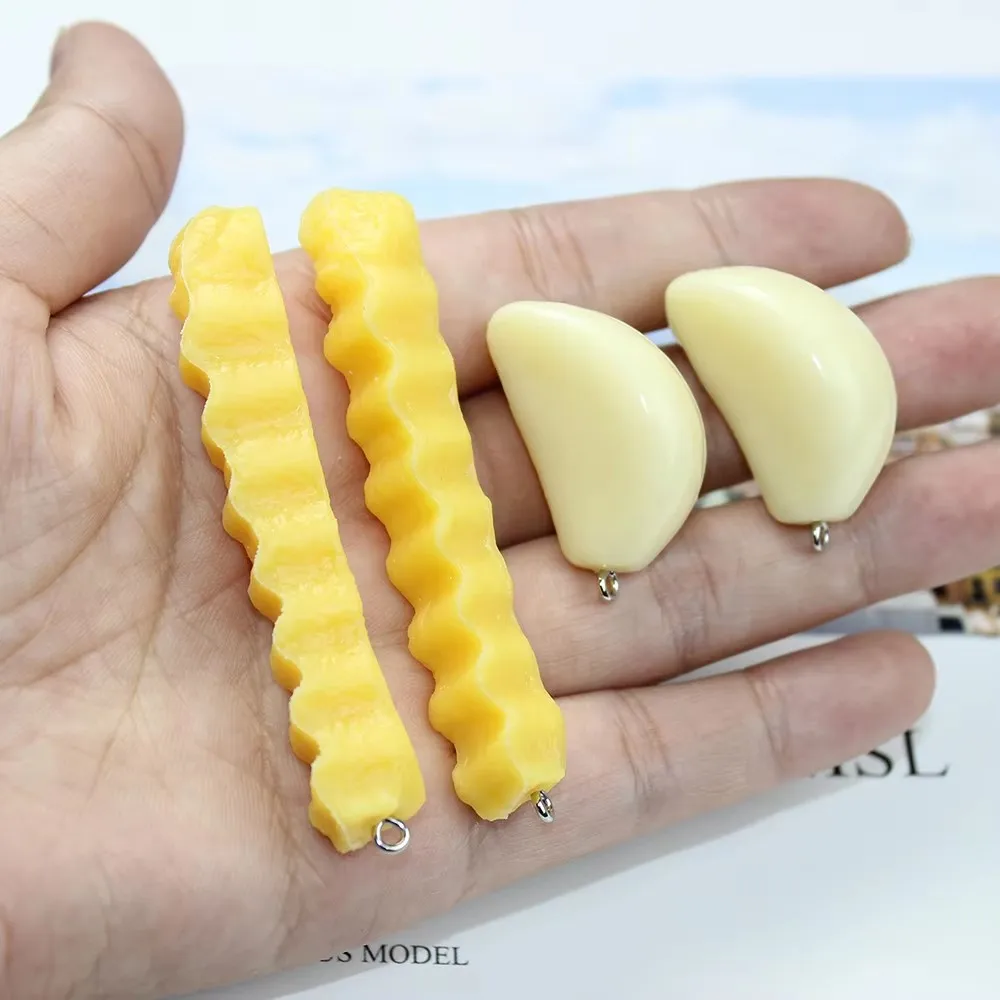 8Pcs/Lot Food Charm Pvc Simulation French Fries French Fries Pendant For Earring KeyChain Diy Jewelry Making Findding
