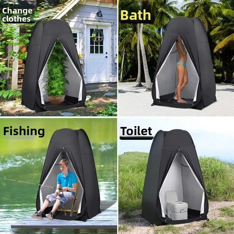 2M High Pop Up Portable Outdoor Shower Tents Camping Toilet Privacy Changing Room Beach Fishing Bathing Shelter Black Extra Tall view 5