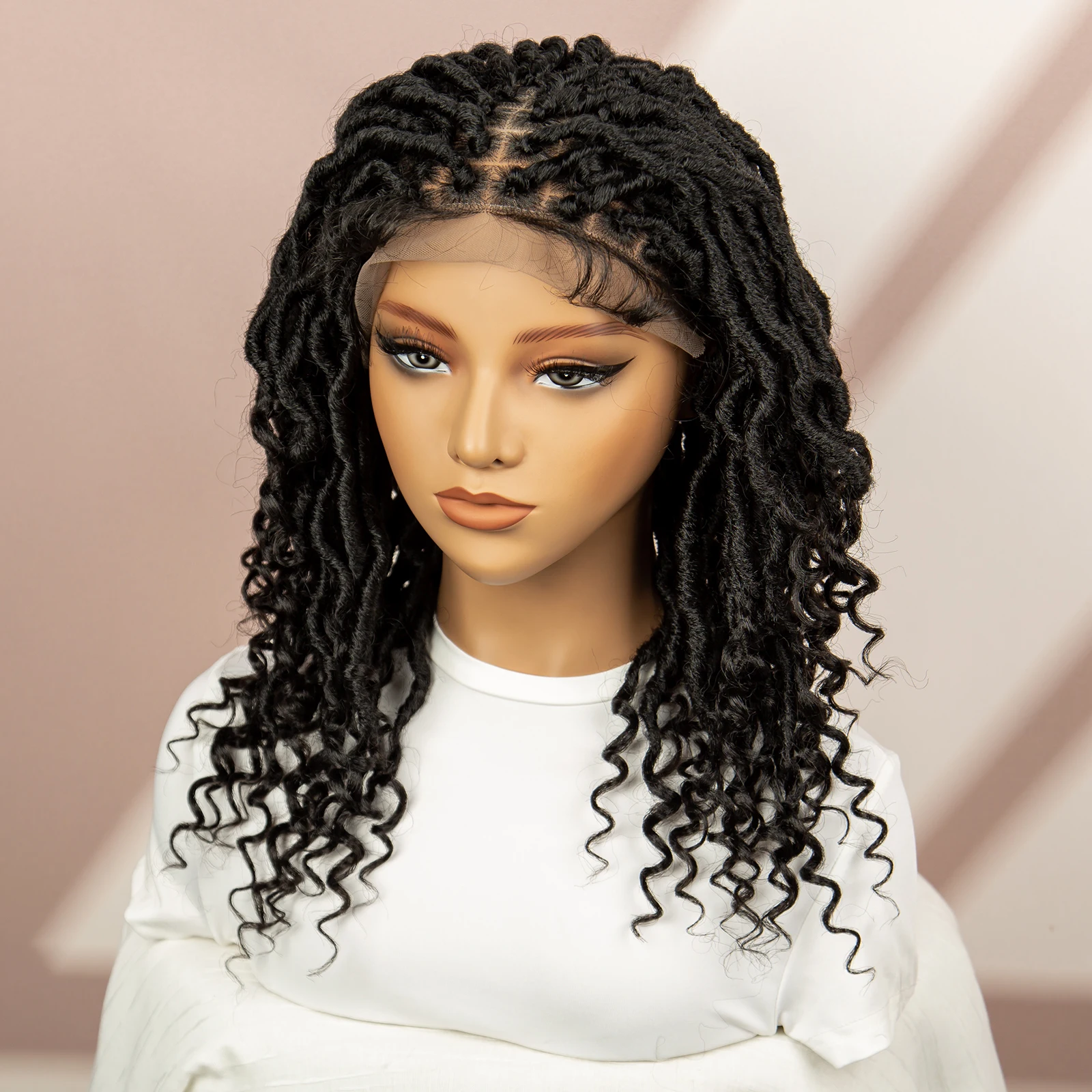 Twisted Braided Wigs Synthetic Lace Front Wigs with Baby Hair for Black Women 16 Inches Curly Hair Wigs Crochet Wigs