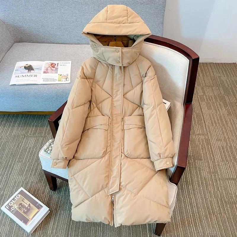 2023 New Women Down Cotton Jacket Female Loose Windproof Warm Overcoat Winter Fashion Casual Hooded Parka Snow Wear Long Outwear