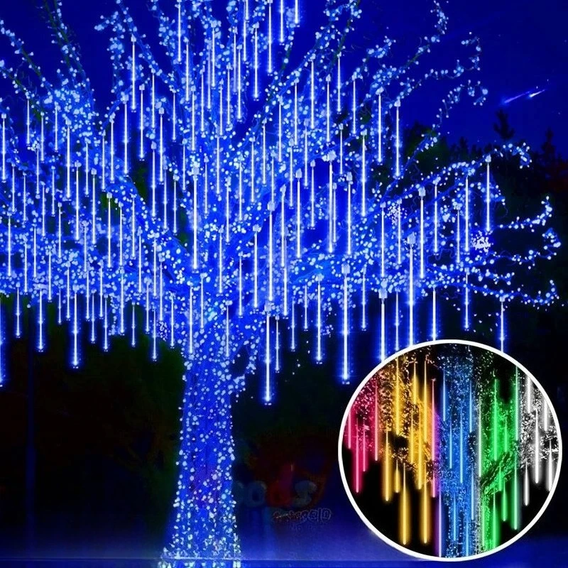 

Outdoor 8-tube Meteor Shower Light LED Snow Falling Ice Crystal Waterfall Light for Wedding Decoration Party US/EU Plug