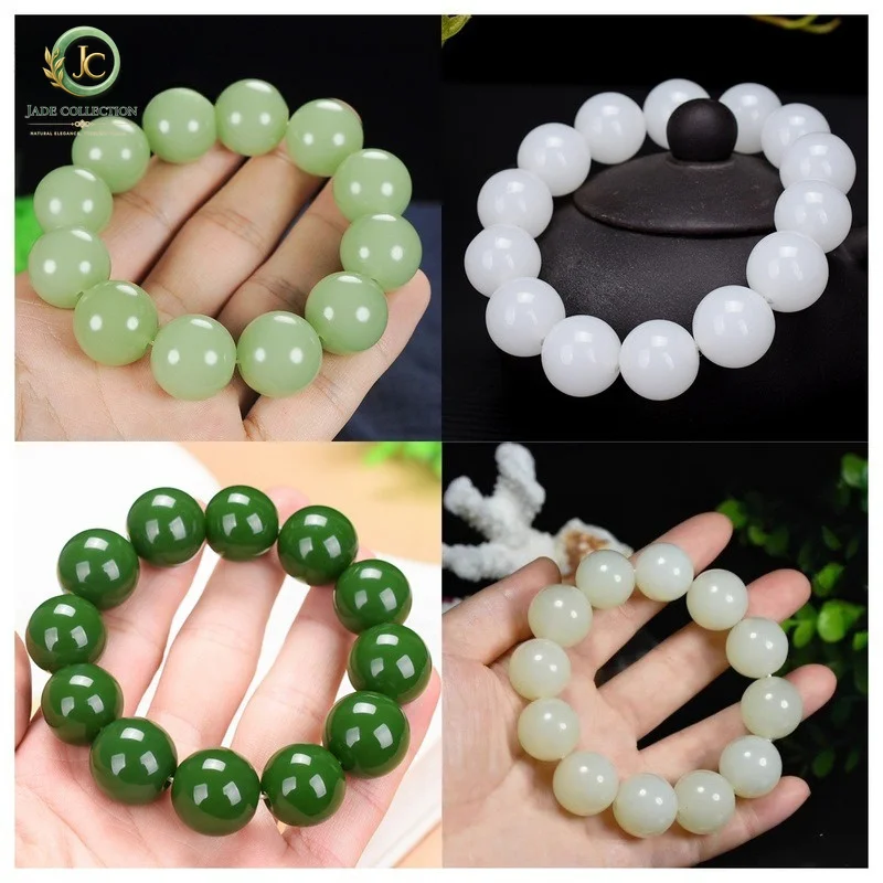 Hetian Green White Jade Hand String Jade Sugar Old shaped Beads jade bracelet bangle bangles Jewelry Gift Birthday Gift