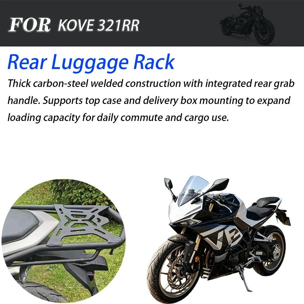 Motorcycle Carbon‑Steel Rear Luggage Rack With Rear Grab Handle Top Case & Delivery Box Support Plate Modified Accessories For K