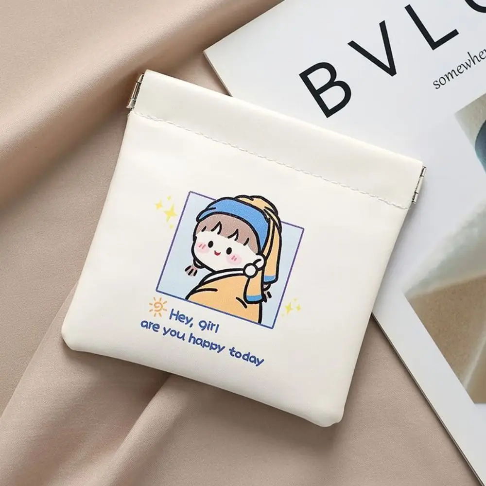 New Automatic Closing Mini Cosmetic Bag Cartoon Pattern Portable Makeup Pouch Soft Pu Leather Travel Storage Bag