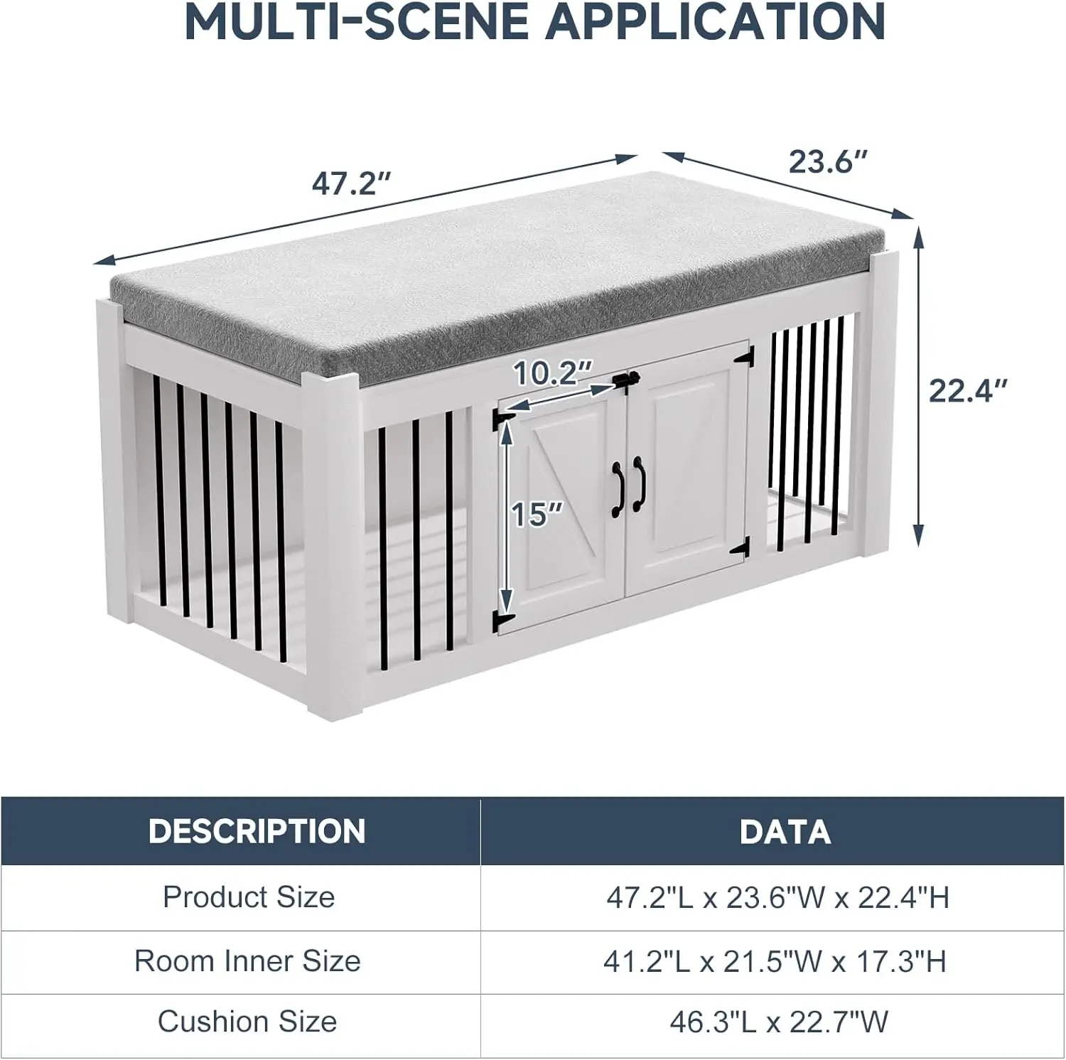 أثاث على شكل صندوق للكلاب مع مقعد مبطن، بيت كلب خشبي فاخر، نهاية مقعد السرير العثماني مع وسادة قابلة للإزالة