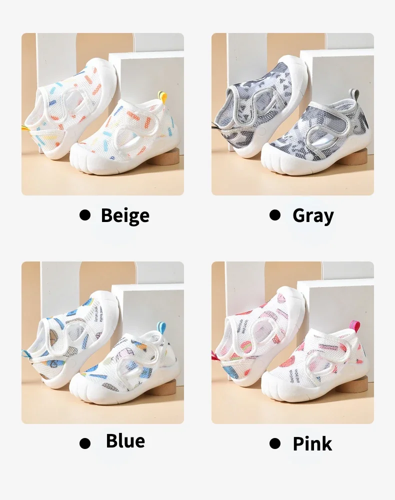Neue Kleinkind-Babysandalen, atmungsaktives Luftnetz, niedliche Schuhe, 1–4 Jahre, rutschfeste, weiche Sohle, Lauflernschuhe für Kleinkinder, leicht, für den Sommer – Detail 11