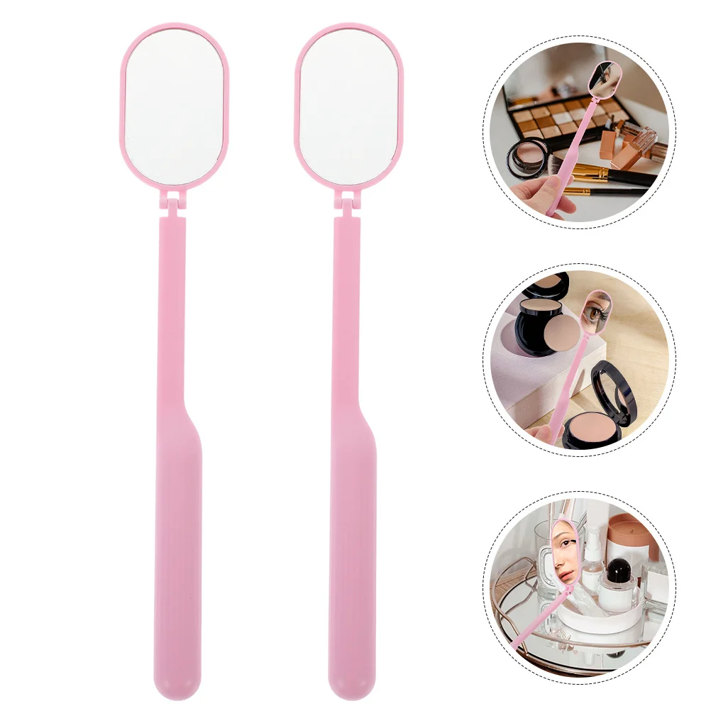 

1Pair Lash Mirror for Eyelash Extensions Plastic Glass Foldable Rotatable Multi-Functional Handheld Lash Tech Mirror Inspection