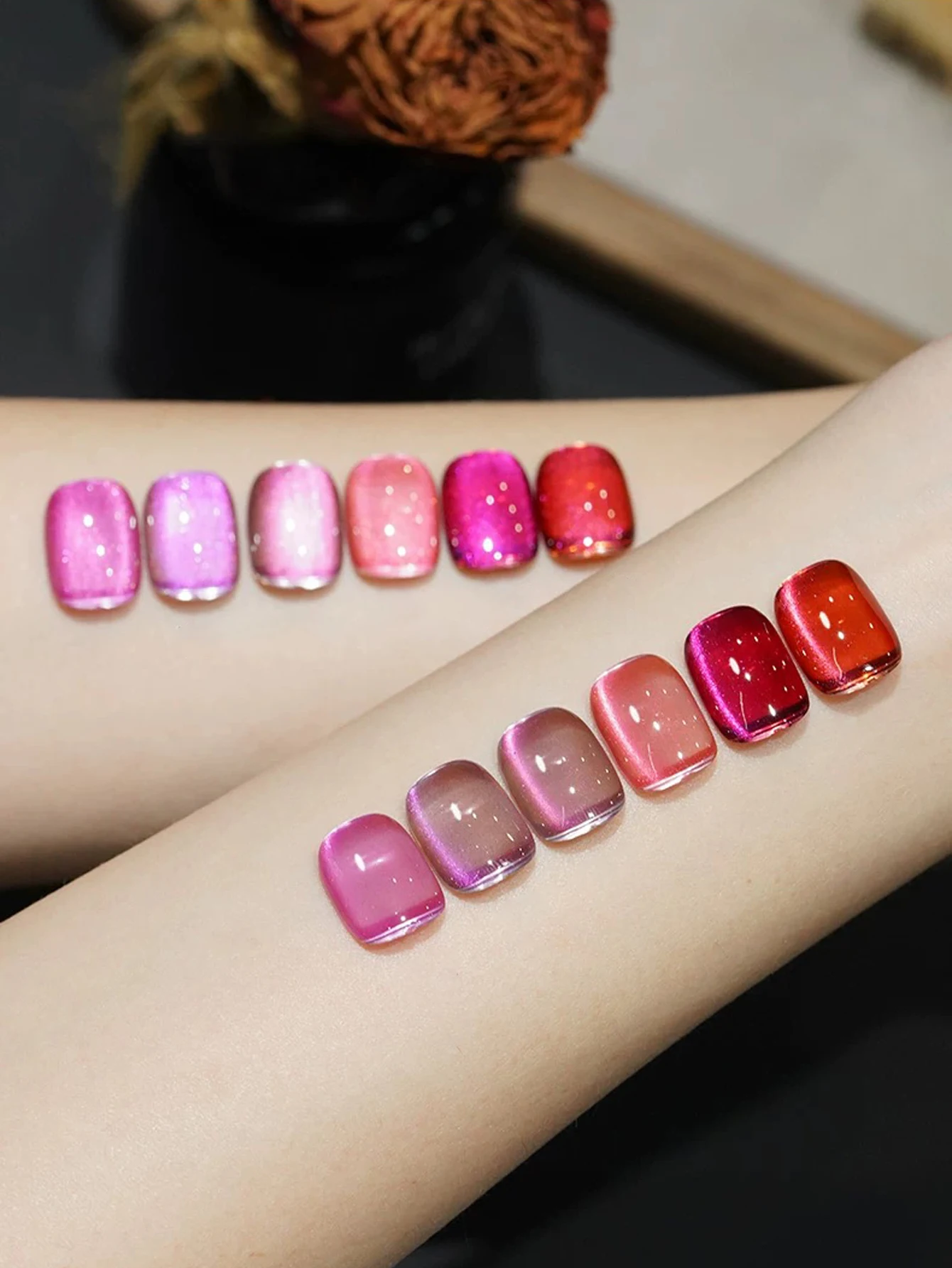 1-6 uds., 15ml, cuentas de cristal fucsia para uñas de otoño, esmalte de uñas en Gel para ojos de gato, curado LED UV, regalo de vacaciones para mujeres, suministros diarios para decoración de uñas