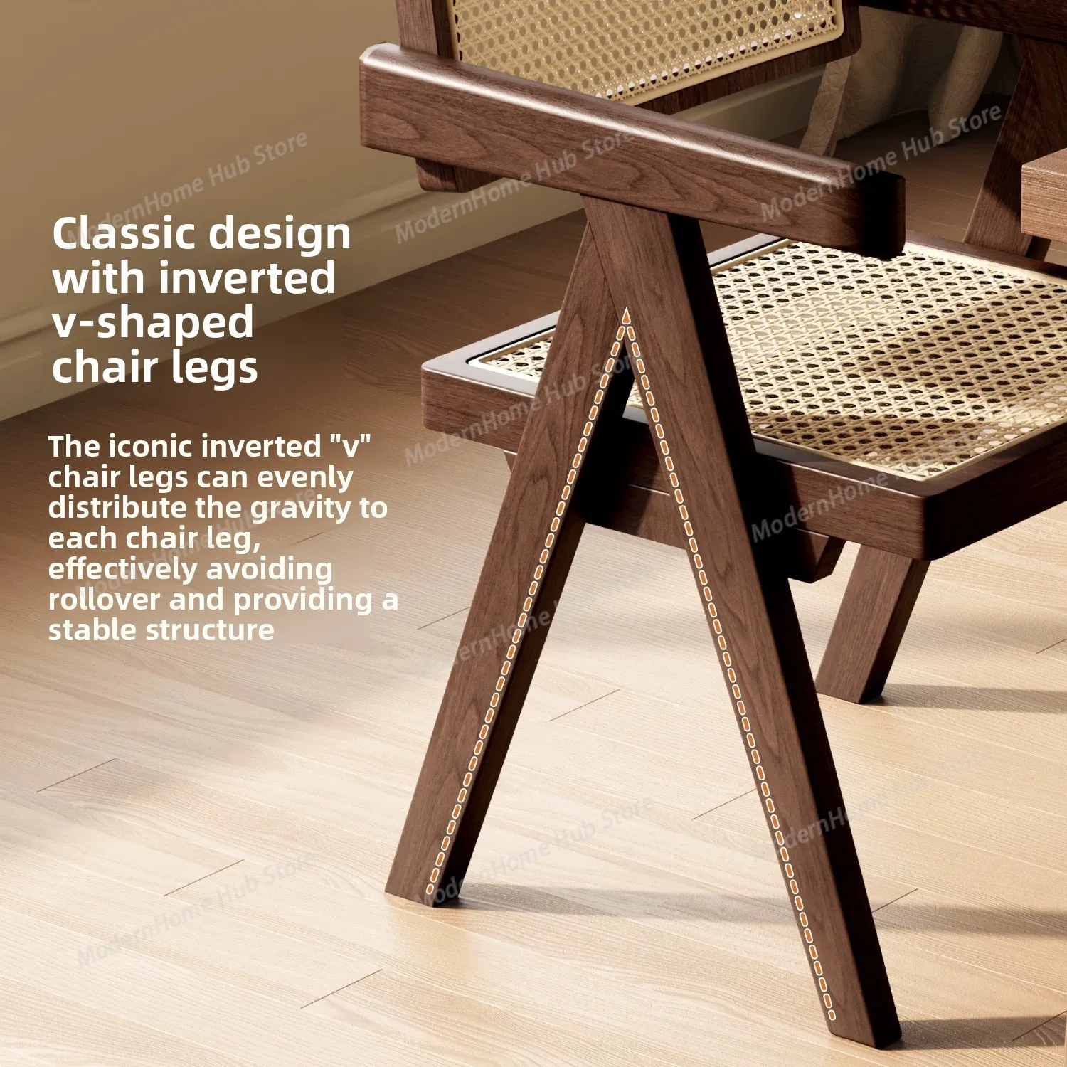 Nordic Style Wicker Dining Chair for Home Cafe Restaurant Living Room Office Use Solid Wood Frame Ergonomic Design Back