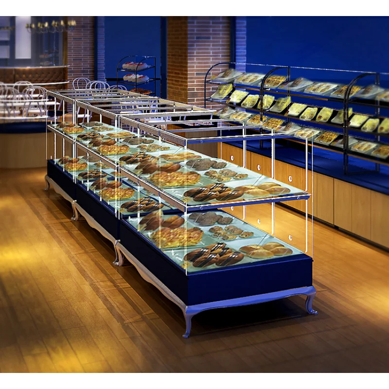 （customized）Low Price Glass Bread Display Cabinet and Bread Shop Display Showcase Design