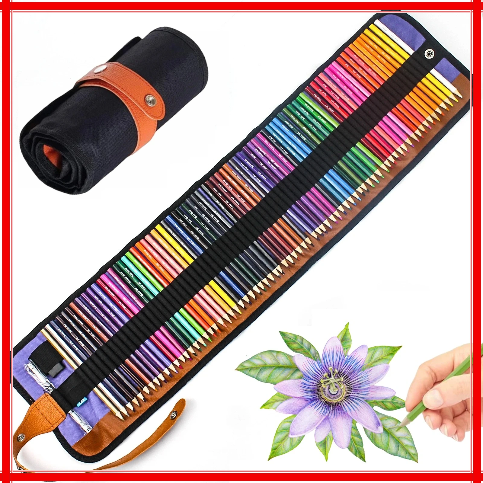 50/72-teiliges Buntstift-Set mit Leinwand-Rolltasche - Perfekt für Schüler, Erwachsene zum Malen, Zeichnen, Skizzieren und Basteln