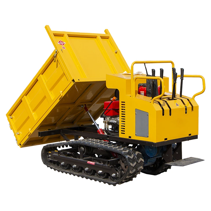 Customized All Terrain 1ton Hand-held Mini Track Dumper Self Loading Transportoin Site Dumper Truck For Sale