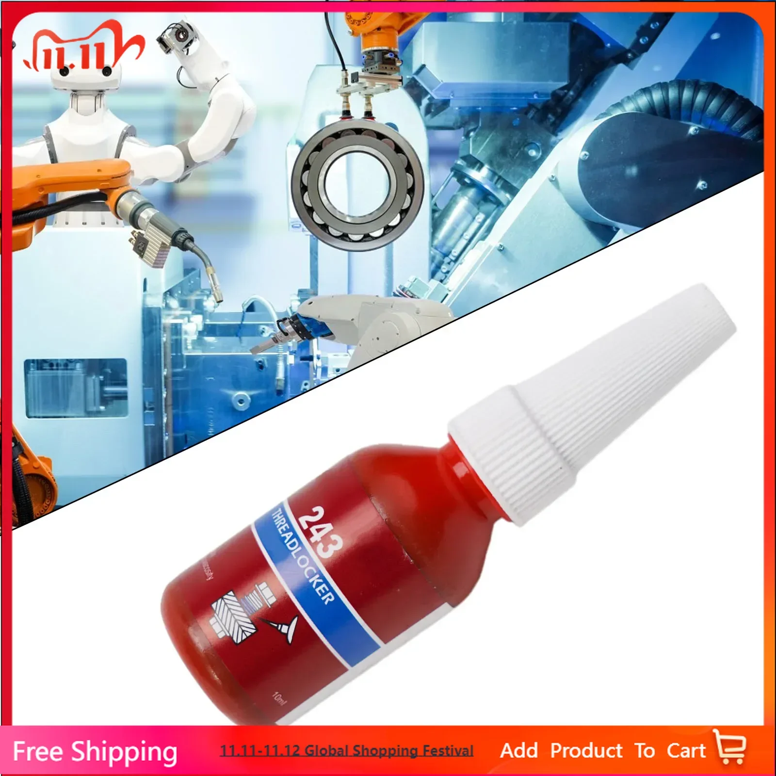 10ml cola de bloqueio de rosca agente de bloqueio de parafuso 243 retentor cola de metais enferrujados para metais ferramentas de melhoria da casa ferragem