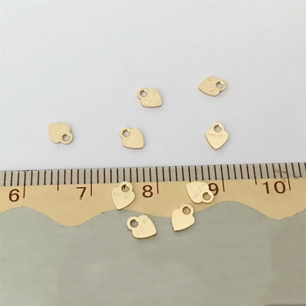 10pcs 14K Gold Filled Tiny Love Heart Quality Tag Charms for Jewelry Findings 1/20 14K