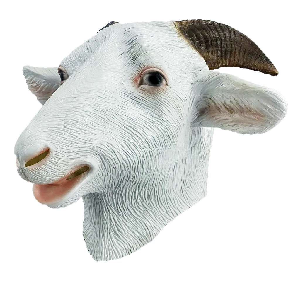 Latex Goat Mask Antelope Sheep Farmyard Masks for Halloween Costume Party Rubber Full Head Animal Head Mask