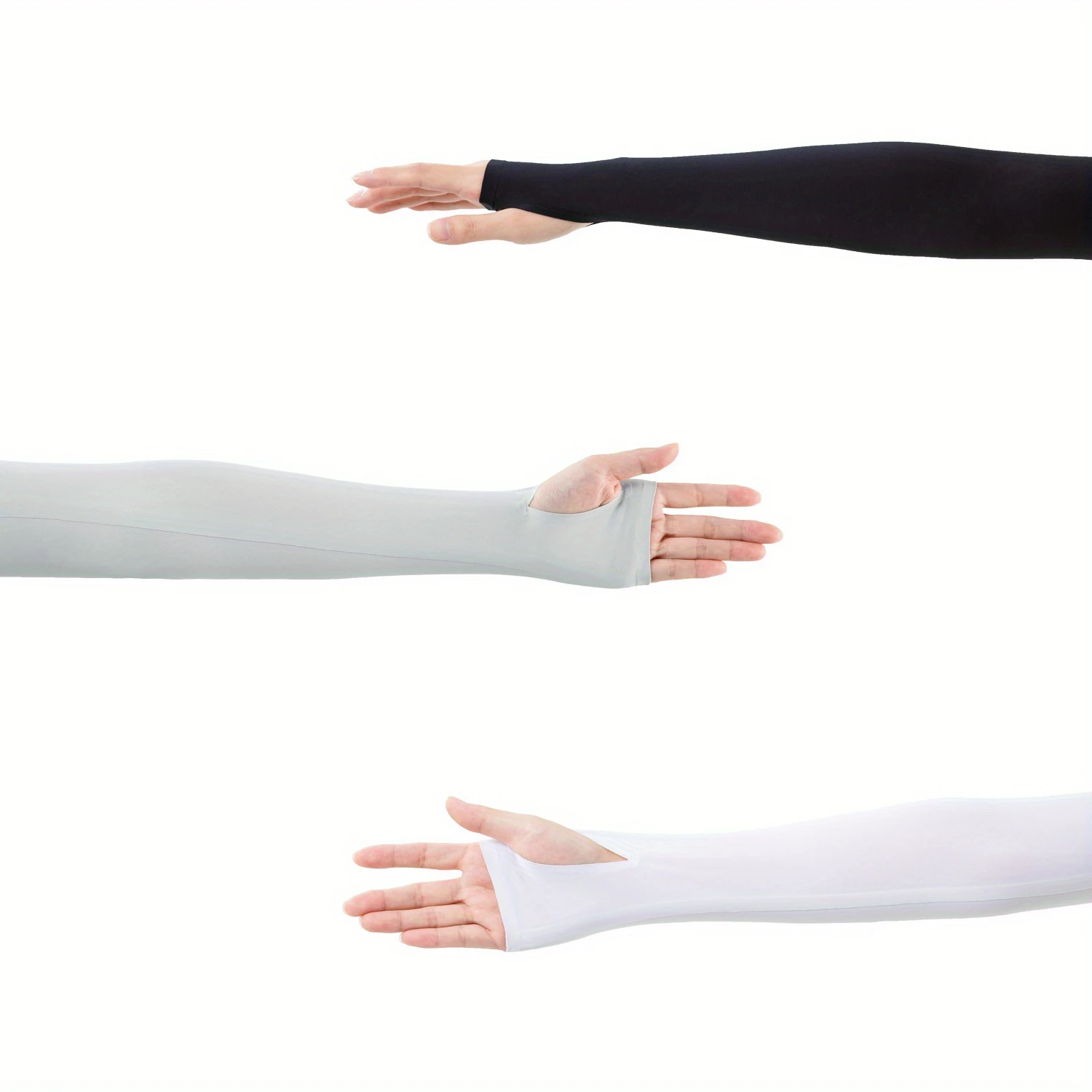 2 أزواج الذراع الشمس حماية أكمام أذرع تبريد مع ثقوب الإبهام الصيف في الهواء الطلق ركوب القيادة واقي للذراع غطاء للأكمام اليد للرجال والنساء #3