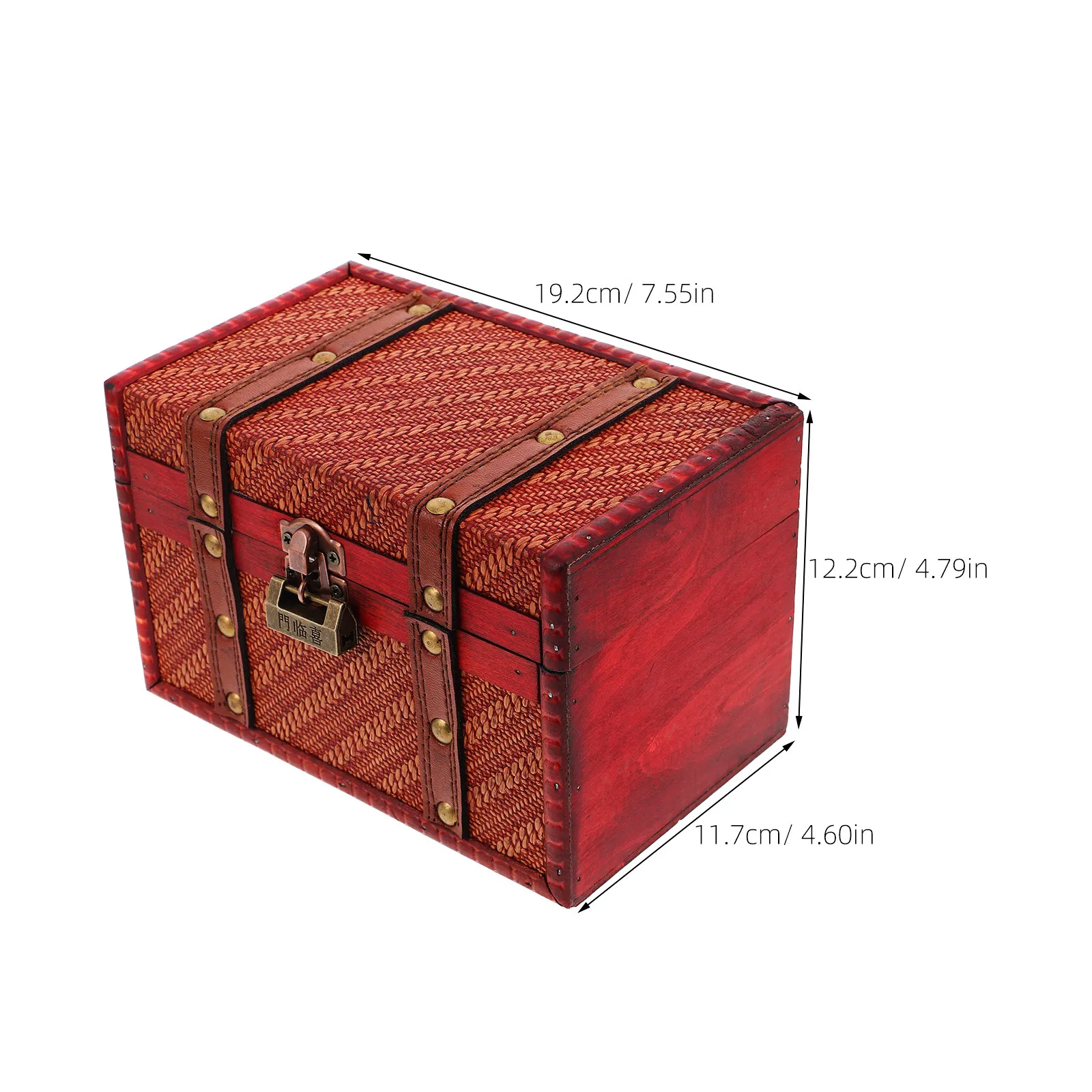 Vintage Woven Pattern Wooden Storage Box Desktop Organizer Jewelry Decorative Trinket Holder Vintage Storage Box