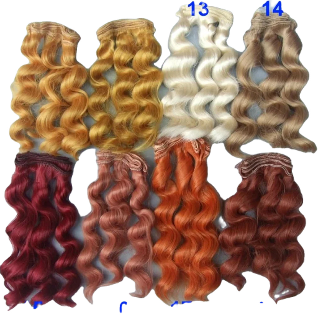 1piece 15cm curly wigs hair for doll brown yellow red wine color Hair Natural Color Wigs for BJD Doll hair