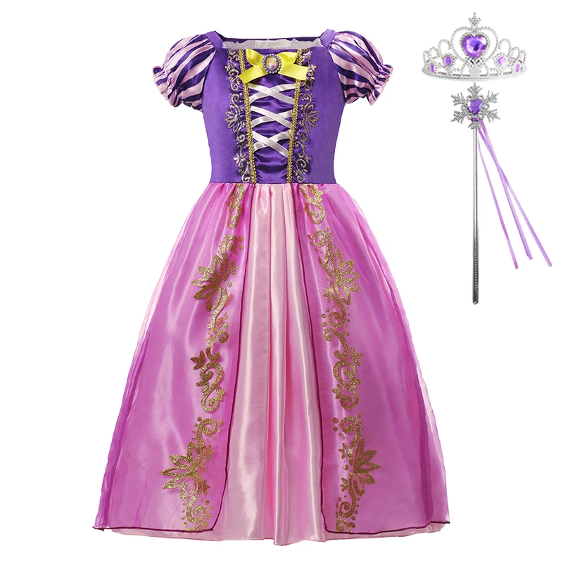 Disney Girls Rapunzel Belle Costume Party Princess Dress Cosplay Snow White Sleeping Beauty Aurora Cinderella Carnival Disguise