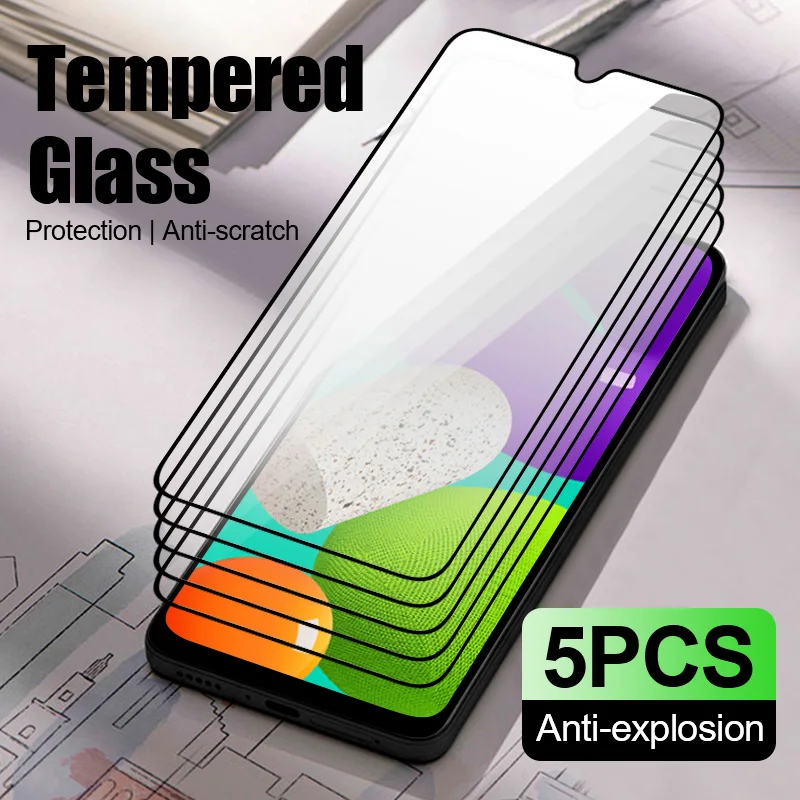 5pcs Glass smartphone screen protector for Samsung Galaxy A05S A15 5G A25 A35 A55 tempered glass film A04 A14 A24 4G A34 A54 5G