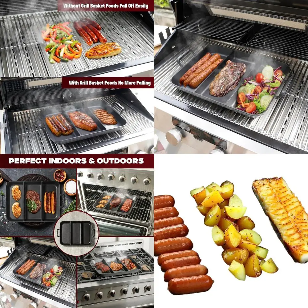 

16 Inch Cast Iron Skillet with Nonstick Perforated Grill Surface, Dual Handles, Suitable for Grills, Ovens, and All Stovetops