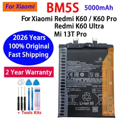 2024 Years 100% Original Phone Replacement Battery BM5S 5000mAh For Xiaomi K60 Ultra / Mi 13T Pro Batteries Fast Shipping