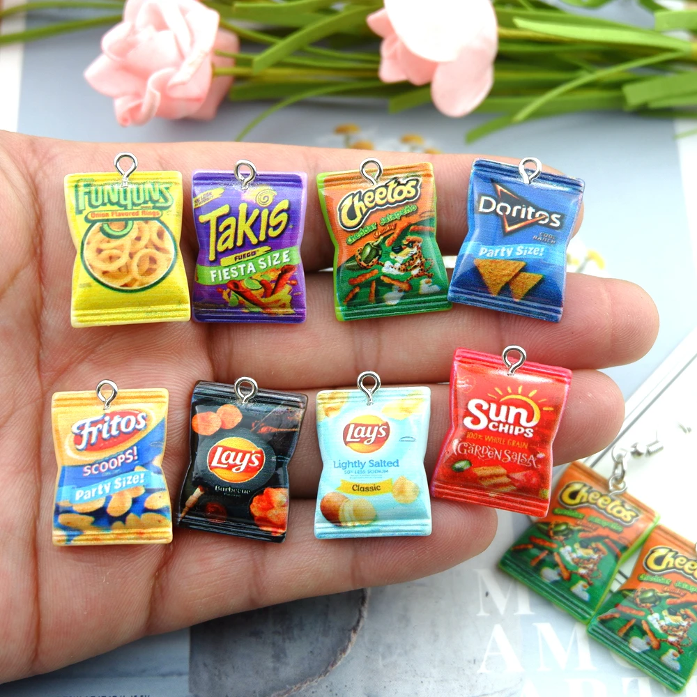 Kawaii patatas fritas aperitivos dijes para hacer joyas pendientes pulsera colgante accesorios hallazgos Diy venta al por mayor a granel
