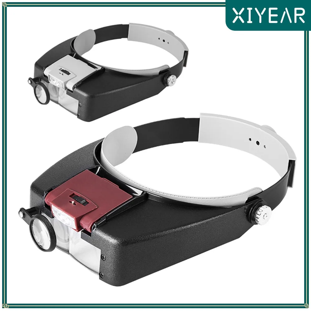 

Head Mounted Magnifier with LED Lights High Power Eyeglasses Magnifier Chip Repair Clock Reading Dental Cosmetology