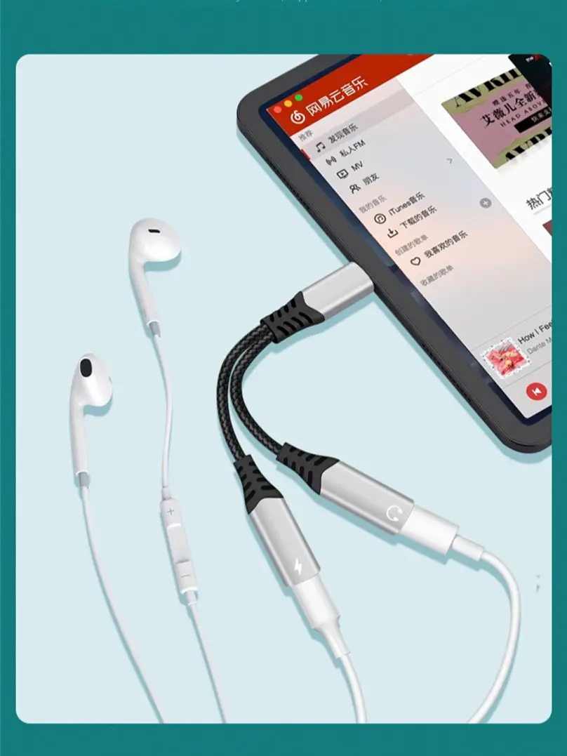 60W  USB C Splitter 2 in 1 USB C to Dual USB C Audio Charging Adapter Type C Headphone Jack Fast Charging Cable Accessorie