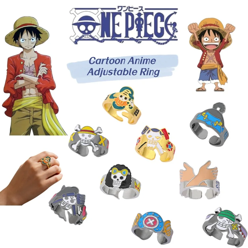 One Piece cartoon anime Straw Hat Pirates personality rings Luffy, Zoro, Sanji, Nami, Robin, Chopper cosplay rings accessories