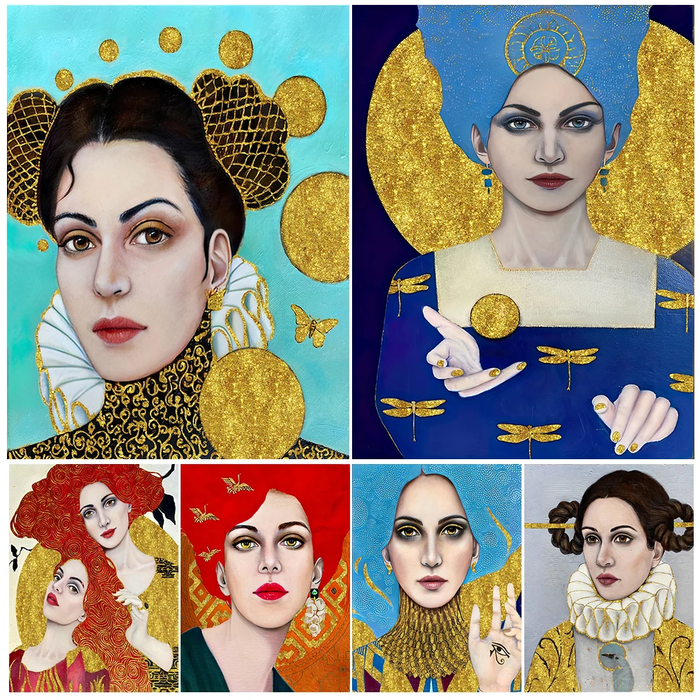 

Abstract Yellow Gold Hair Girl Woman Nordic Poster Wall Art Canvas Painting Home Decor Wall Pictures For Living Room Unframed