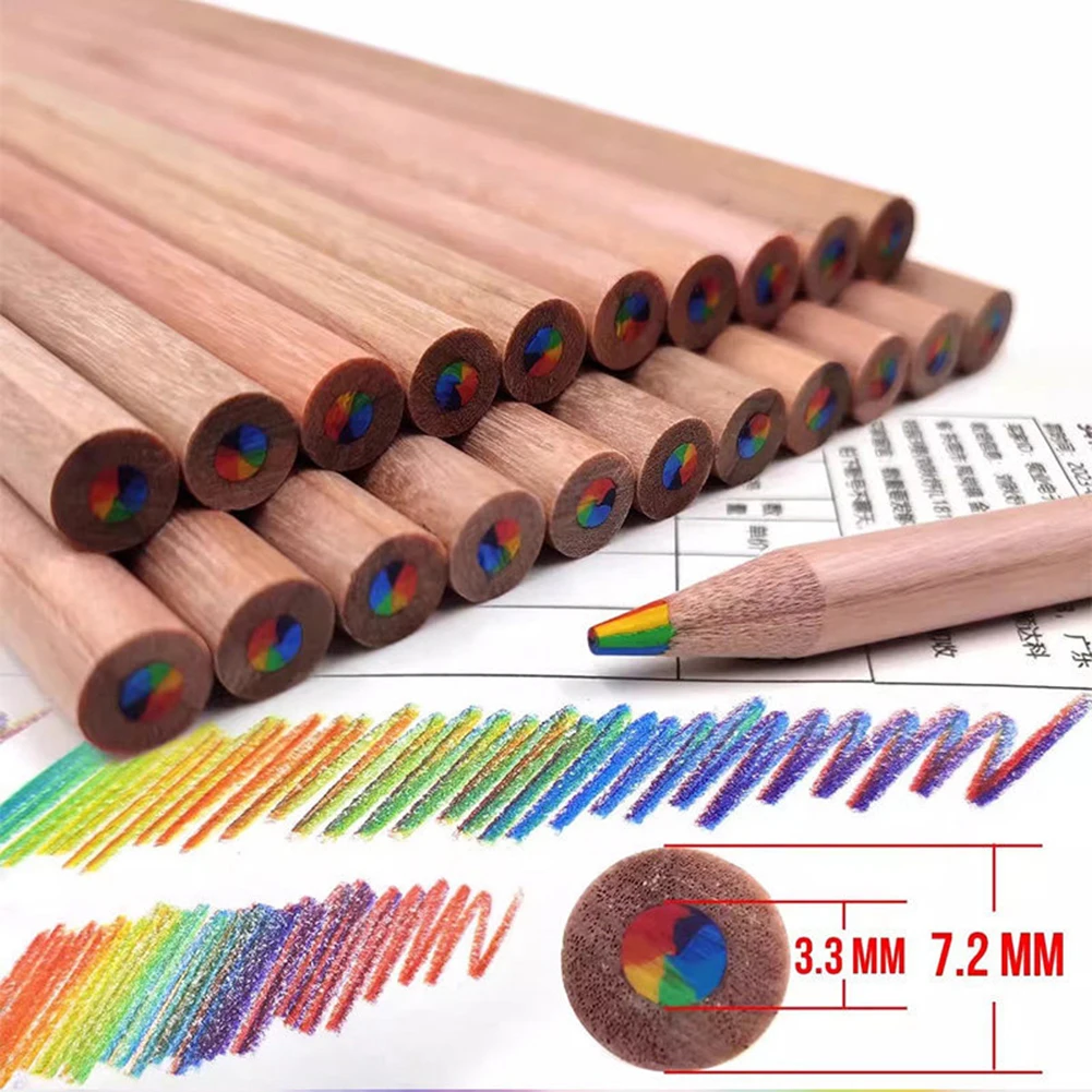 10pcs Kawaii Rainbow Color Pencils,Concentric Gradient Crayons,For Coloring Sketching Colored Painting Kids Art Gift