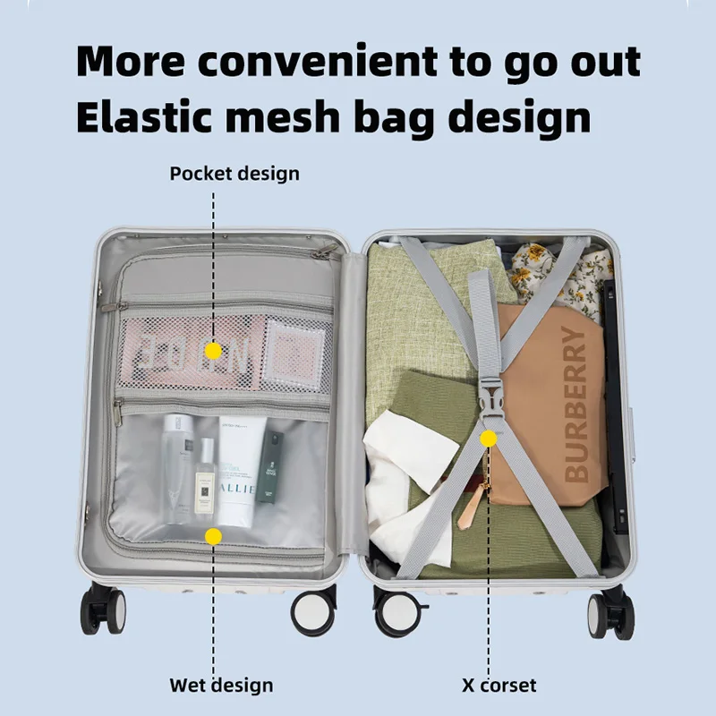 SUSHIMU Bagaglio per bambini con valigia da viaggio con telaio in lega di alluminio Valigia da 20 pollici Blocco password TSA