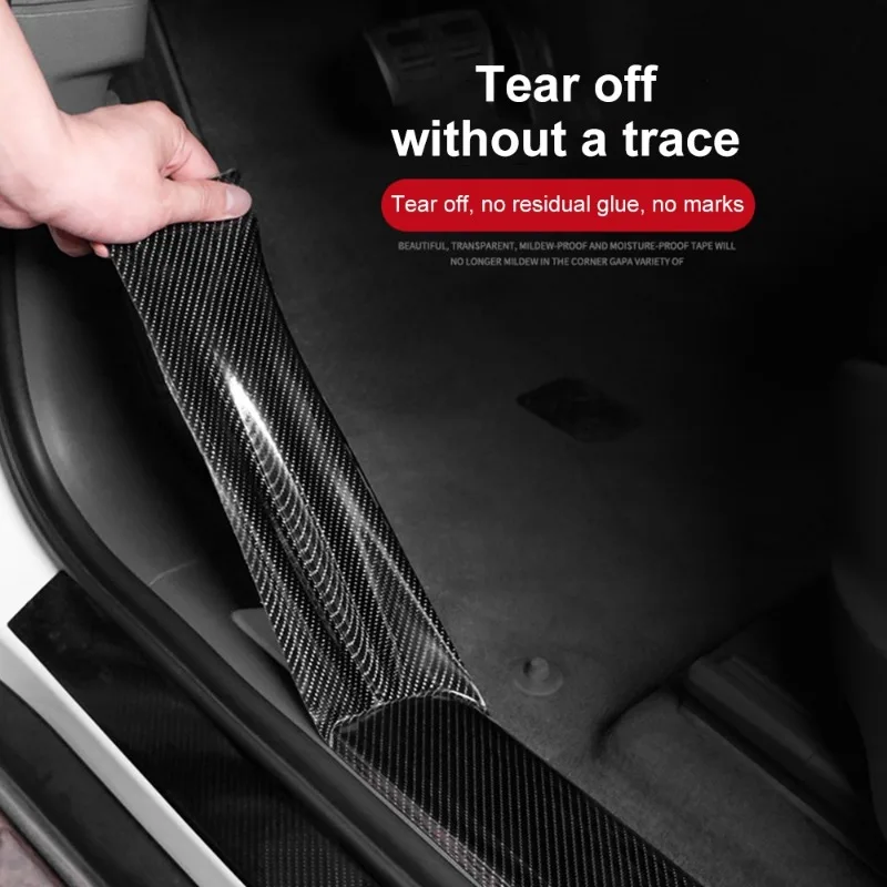ثلاثية الأبعاد نانو ألياف الكربون سيارة ملصق DIY بها بنفسك فيلم لصق حماية قطاع السيارات عتبة الباب الجانب مرآة المضادة للخدش الشريط واقي مصد السيارة #2