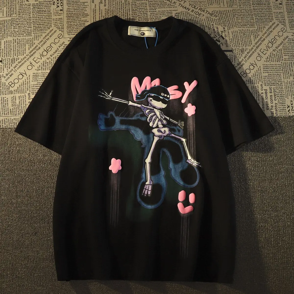 

Hip-hop Skull cotton short sleeve T-shirt loose street fashion brand hiphop half sleeve summer men's and women's y2k T-shirt
