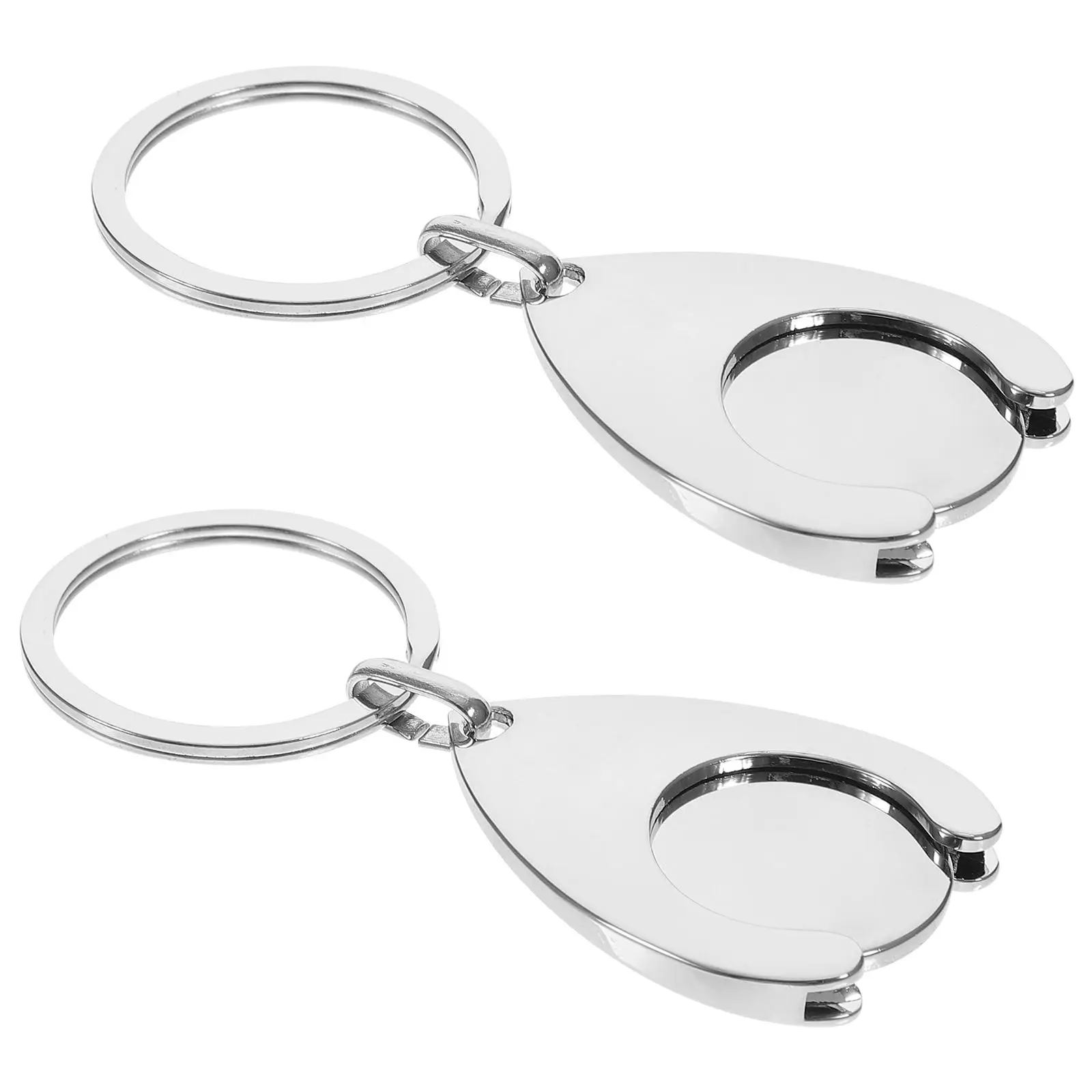 2 Pcs Portable Cart Token Shopping Key Rings Trolley Euro Metal Holder Remover Pendant