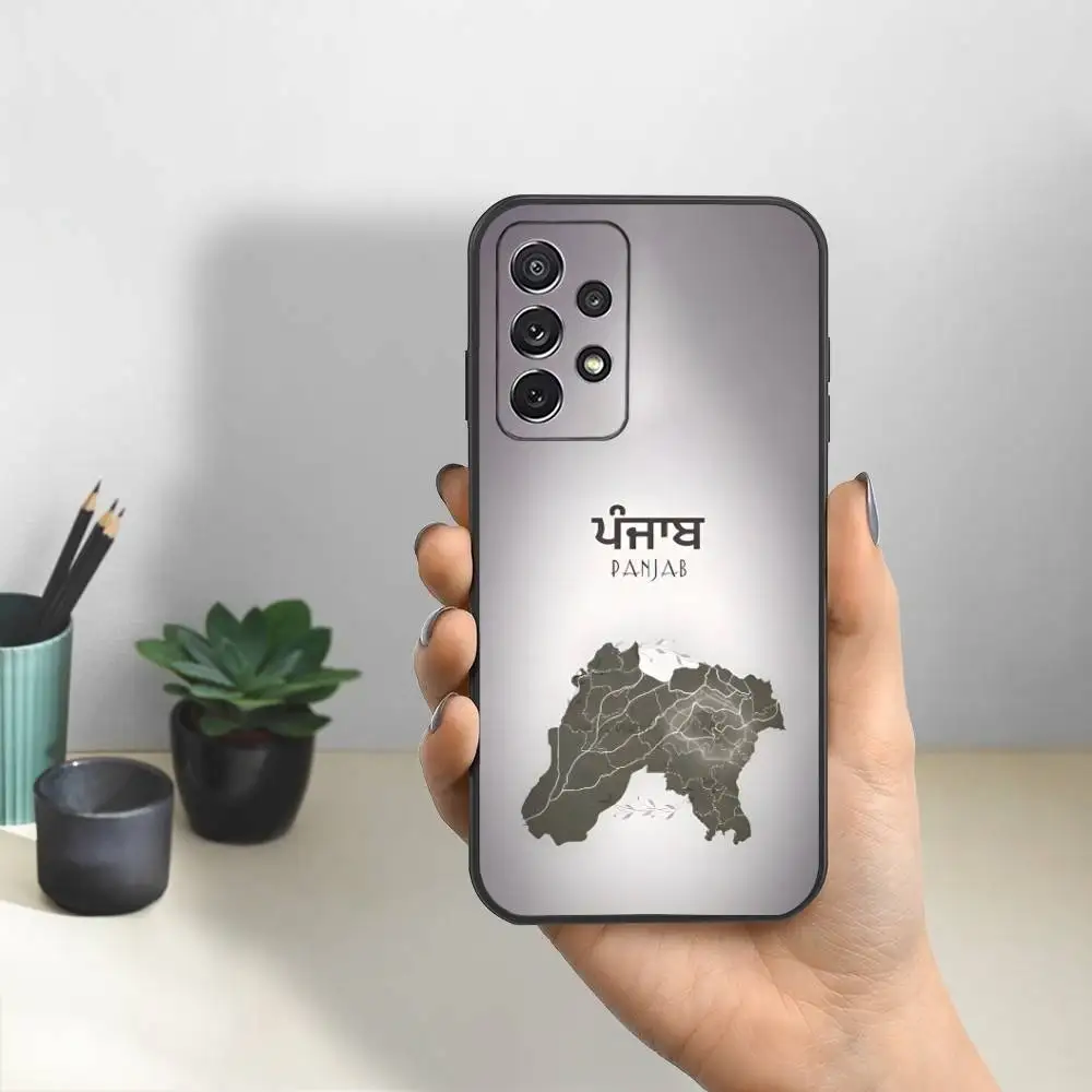 Punjab Art Map Phone Case For Samsung S25,S24,S23,S22,S21,S20,S10,Ultra,Plus,Lite,FE,Soft Silicone Black Cover