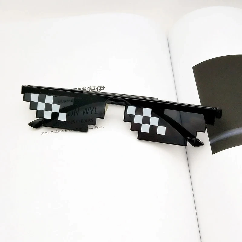 Black Mosaic Sunglasses Funny Toy Mosaic Strip Sunglasses Trick Toy Retro Thug Life Glasses Deal With It Glasses Pixel Women Men