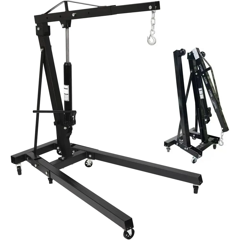 

2 Ton Engine , 4000 Lbs Heavy Duty olding Cherry Picker Engine,with 6 Iron Caster Wheels Boom Hitch,or Garage, Workshop,Cherry (