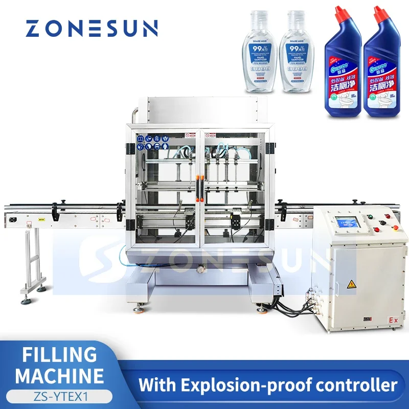 Zonesun máquina de enchimento líquida automática à prova de explosão 6 bicos enchimento de garrafa química equipamento de embalagem industrial ZS-YTEX1