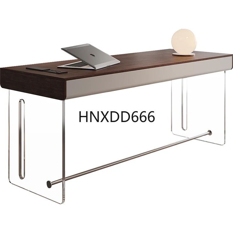 طاولة كمبيوتر معلقة من الخشب الصلب من الأكريليك للاستخدام المنزلي والمكتب بلمسة نهائية طبيعية #1