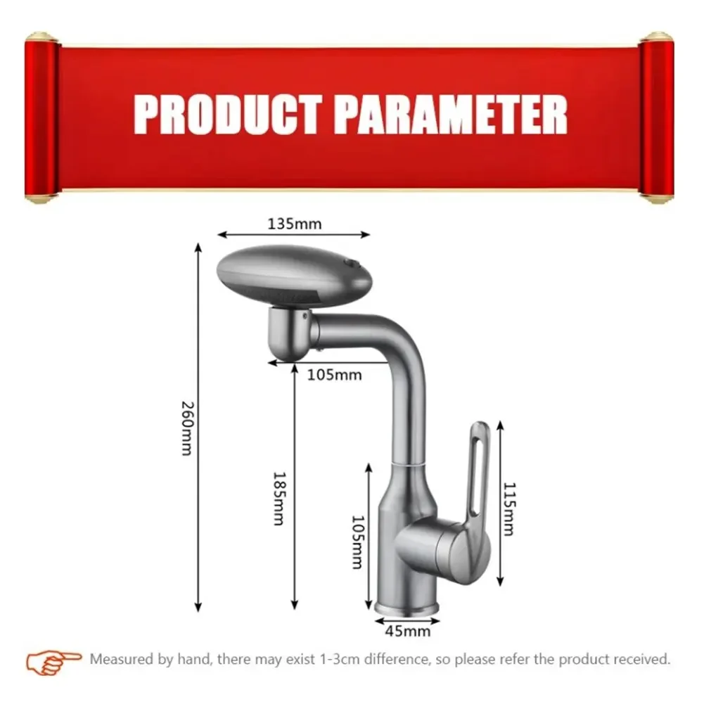Manguera de salida giratoria para lavabo frío y caliente multifunción ajustable, sistema de filtración ajustable, manguera de salida de acero inoxidable