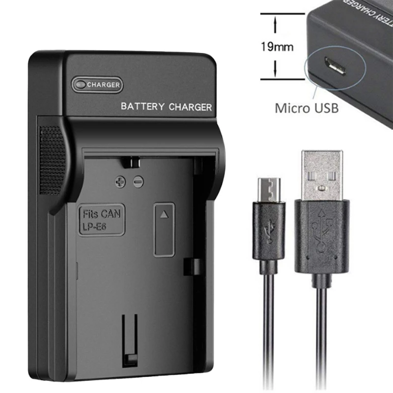 

USB Battery Charger + Cable for Canon LP-E6 LPE6 EOS 5D Mark II III 80D 90D 5D2 5D3 6D2 7D2 70D Digital DSLR Camera Accessories