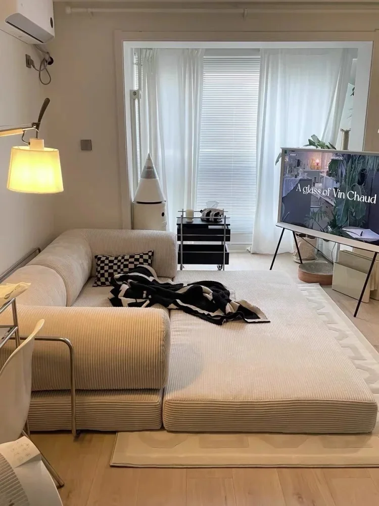 

Vacuum Compression Sofa Foldable Washable Customizable Italian Simple Retro High-end Corduroy Living Room Sofa Sofa Bed