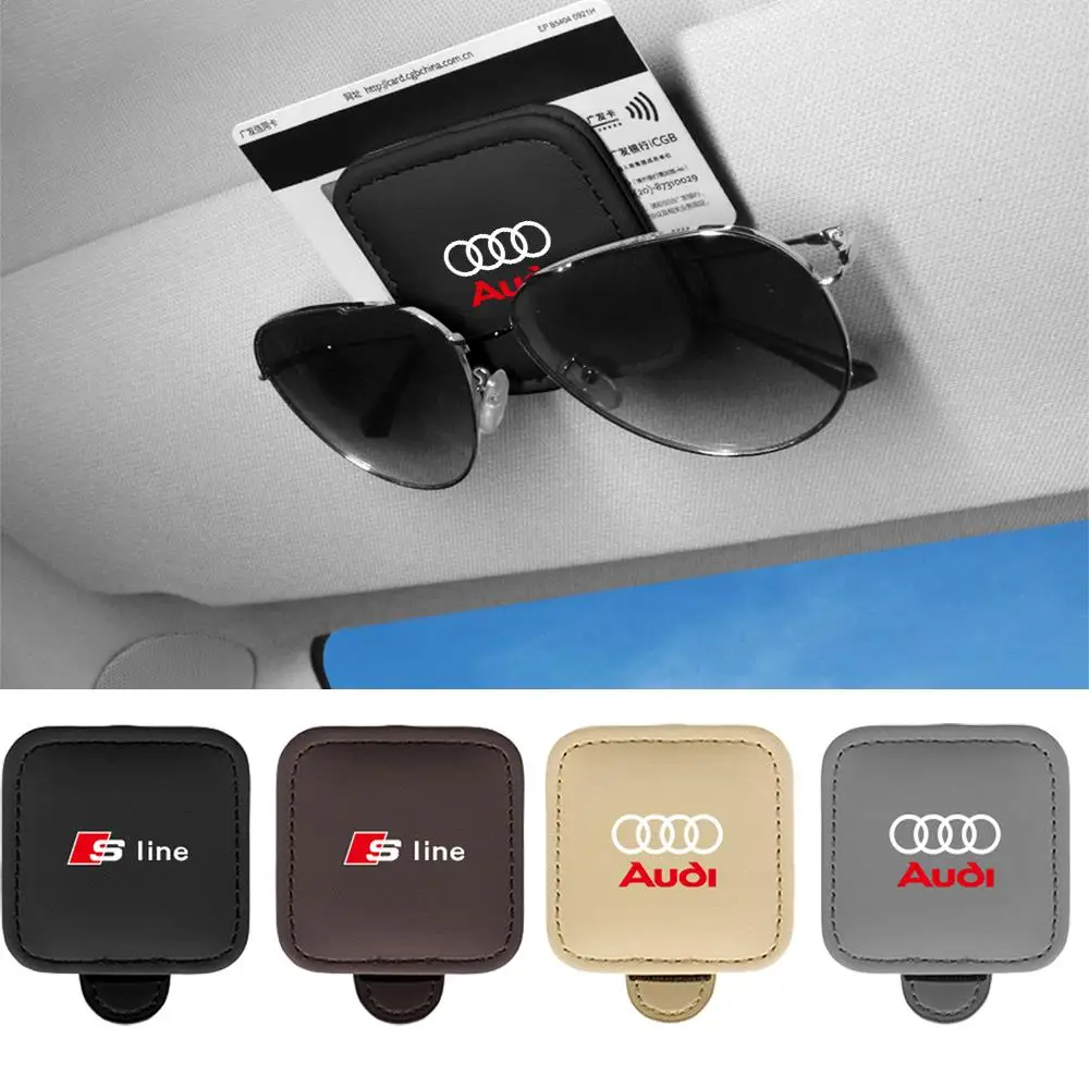 Clipe Magnético de Couro PU para Óculos de Sol no Quebra-Sol Automotivo - Acessório para Audi Q3 Q5 Q6 Q7 A3 A4 B8 8P B9 B6 A1 A2